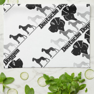 Linge De Cuisine Dogue Logo Noir Gris