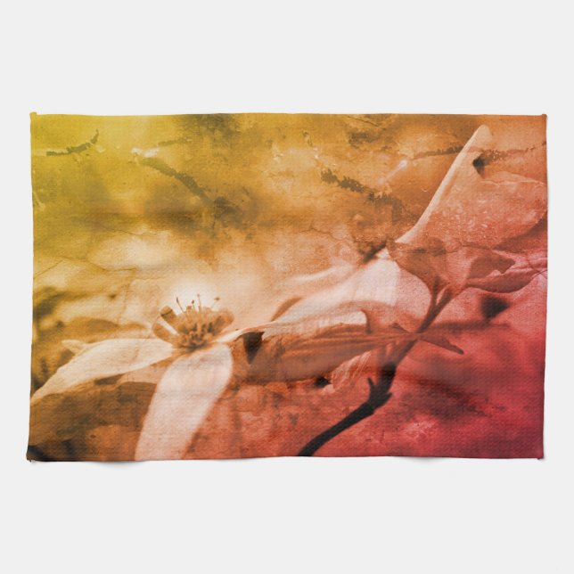 Linge De Cuisine Dogwood Fleur Noir Et Blanc Vintage (Horizontal)