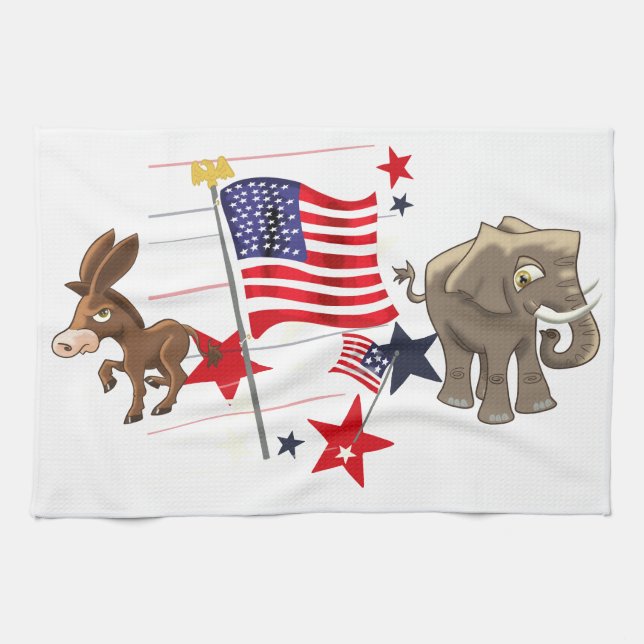 Linge De Cuisine Donkey démocrate et éléphant républicain (Horizontal)