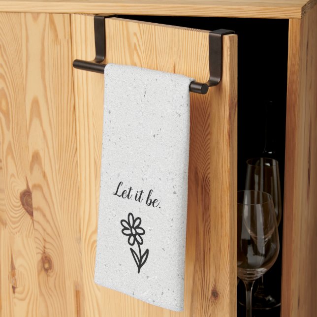 Linge De Cuisine Doodle Daisy et Citation sur Terrazzo (Pliage en tiers)