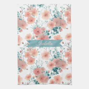 Linge De Cuisine Douce Fleur Rose Vintage de Printemps Personnalisé