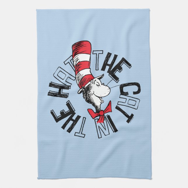 Linge De Cuisine Dr Seuss | Chat dans l'art rond Casquette (Vertical)