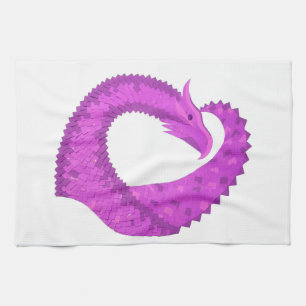 Linge De Cuisine Dragon de coeur violet clair sur blanc