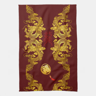 Linge De Cuisine Dragon de Nouvel An Chinois 2024 Fu Luck KT