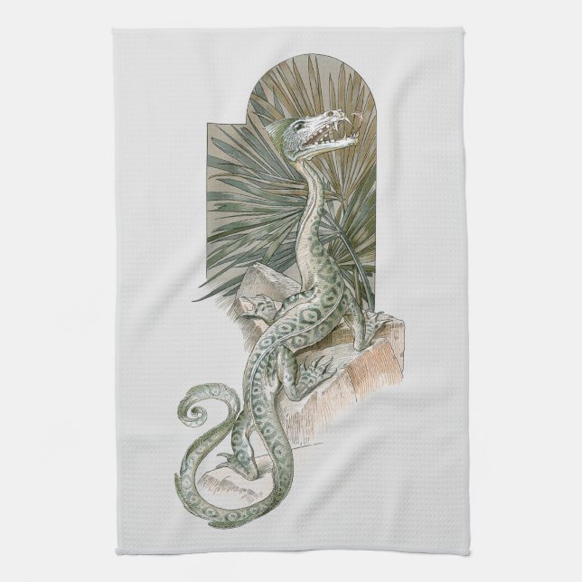 Linge De Cuisine Dragon mythique Lézard sur les rochers, Mythologie (Vertical)