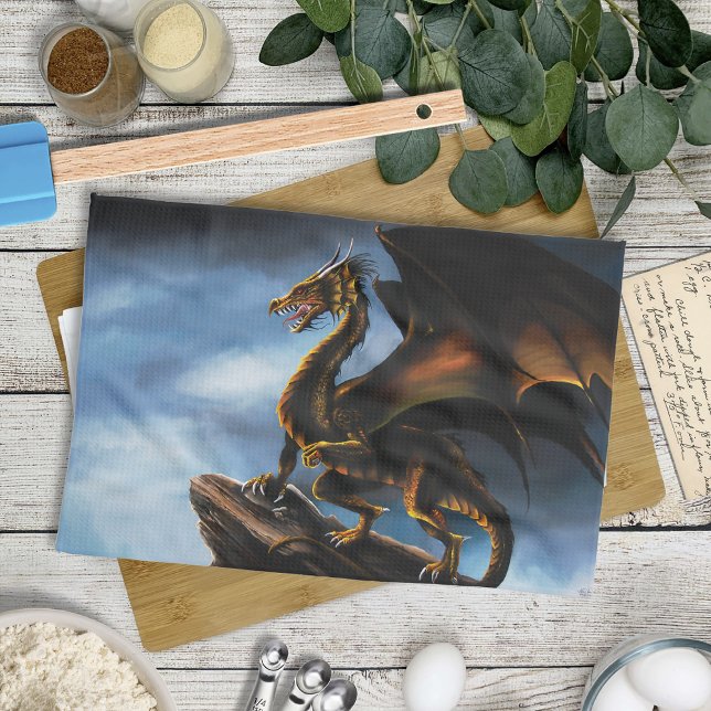 Linge De Cuisine Dragon noir cuivre or (Créateur téléchargé)