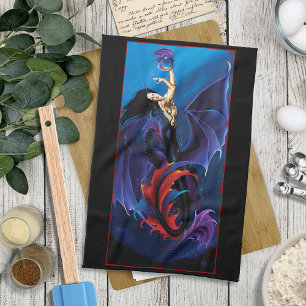 Linge De Cuisine Dragons d'eau de sirène noir violet