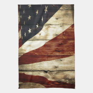 Linge De Cuisine Drapeau américain de fibre de bois americana