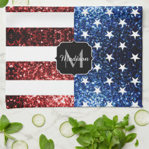 Linge De Cuisine Drapeau américain rouge bleu étincelles parties sc