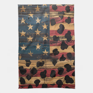 Linge De Cuisine Drapeau américain rustique imprimé léopard (4)