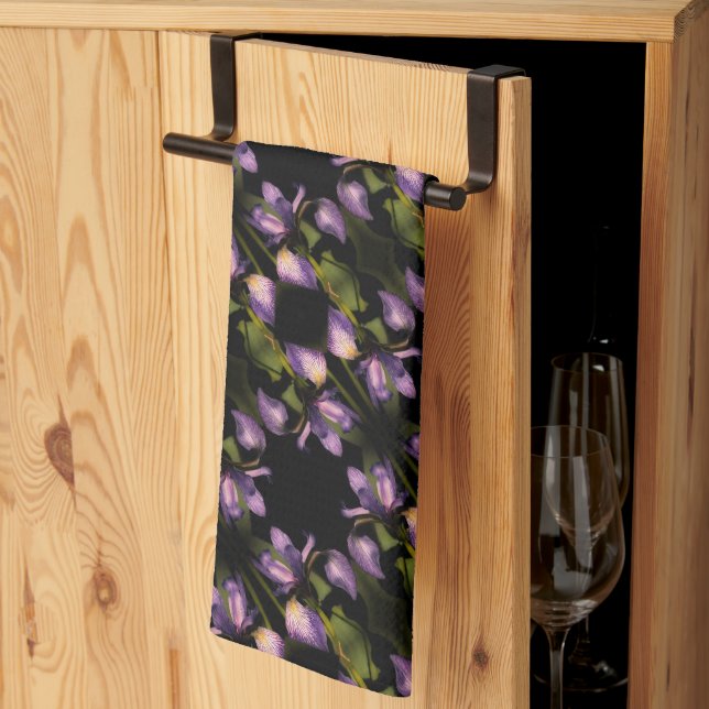 Linge De Cuisine Drapeau bleu Iris Fleur Motif Abstrait (Pliage en tiers)