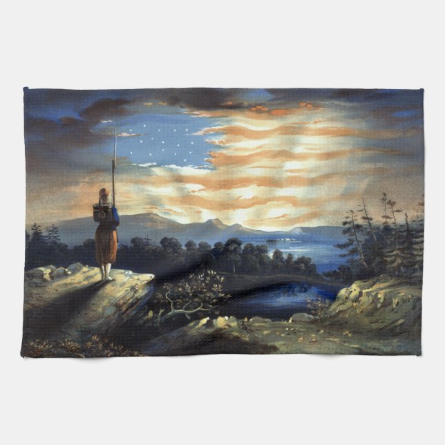 Linge De Cuisine Drapeau céleste américain dans le ciel, Guerre civ (Horizontal)