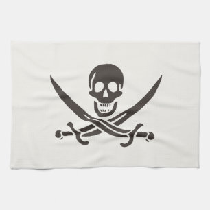 Linge De Cuisine Drapeau de crâne obsidien Drapeau de pirate Calico