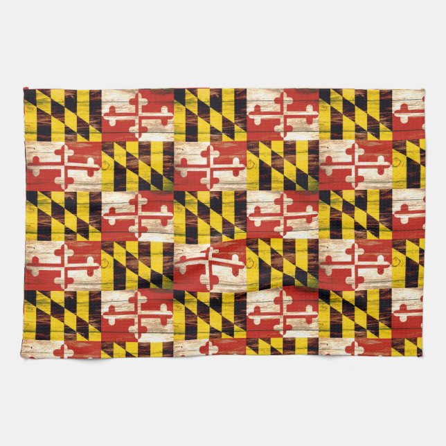 Linge De Cuisine Drapeau de cuisine Wood Maryland (Horizontal)