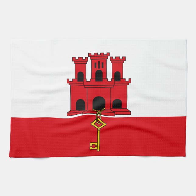 Linge De Cuisine Drapeau de Gibraltar (Horizontal)