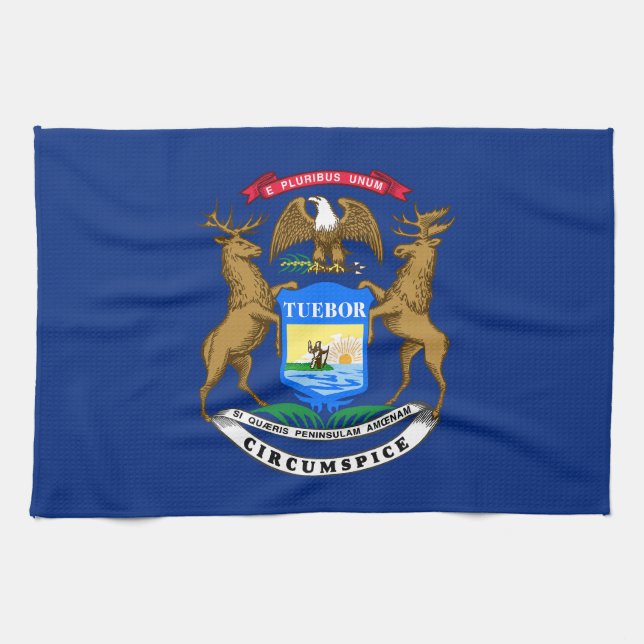 Linge De Cuisine Drapeau de l'État du Michigan (Horizontal)