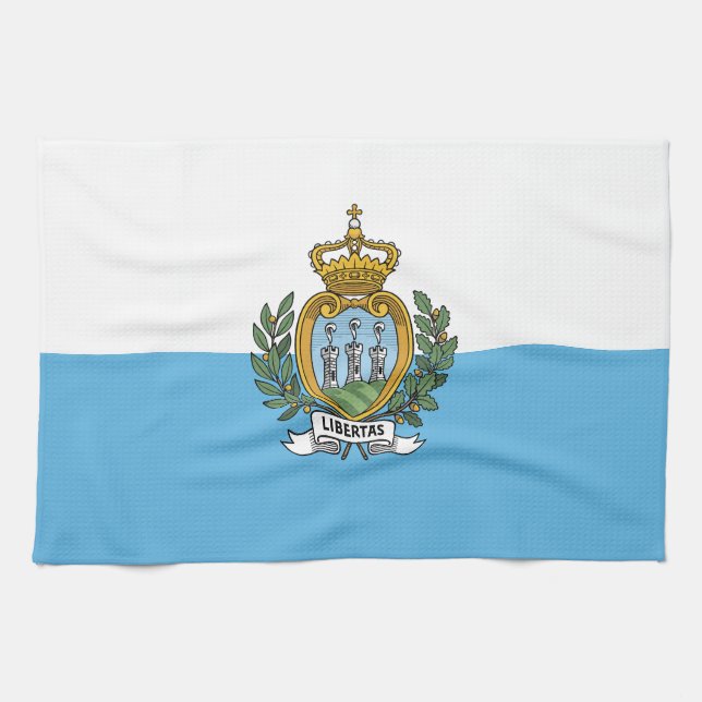 Linge De Cuisine Drapeau de Saint-Marin (Horizontal)