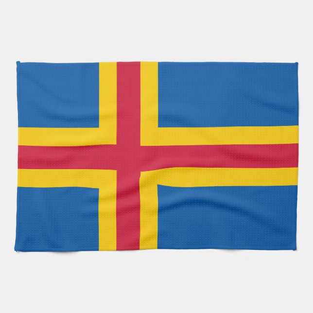 Linge De Cuisine Drapeau des îles Åland patriotiques (Horizontal)