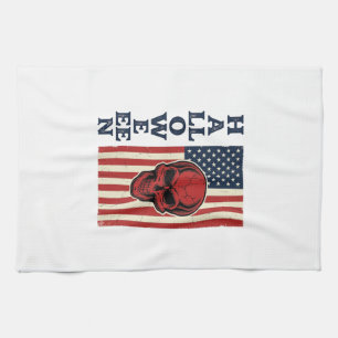 Linge De Cuisine Drapeau effrayant vintage patriotique crâne Hallow