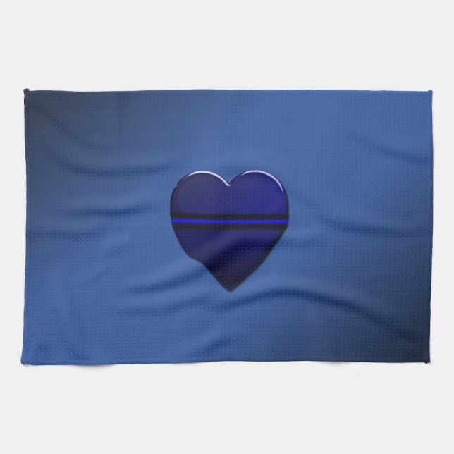 Linge De Cuisine Drapeau et insigne de la Ligne Bleue Mince (Horizontal)