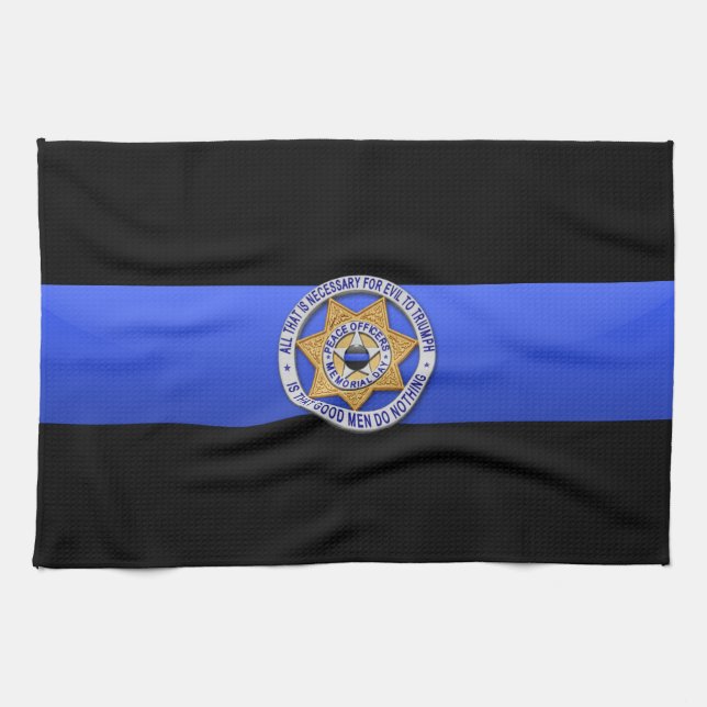 Linge De Cuisine Drapeau et insigne de la Ligne Bleue Mince (Horizontal)