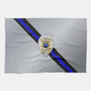 Linge De Cuisine Drapeau et insigne de la Ligne Bleue Mince