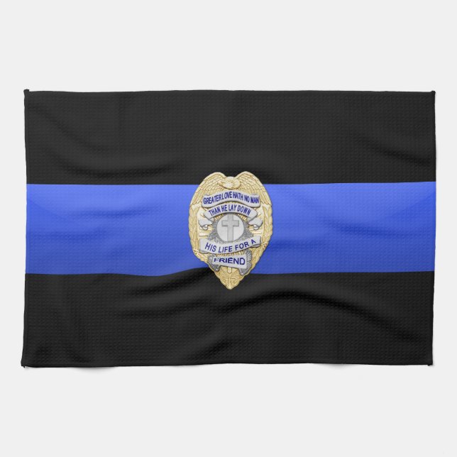 Linge De Cuisine Drapeau et insigne de la Ligne Bleue Mince (Horizontal)