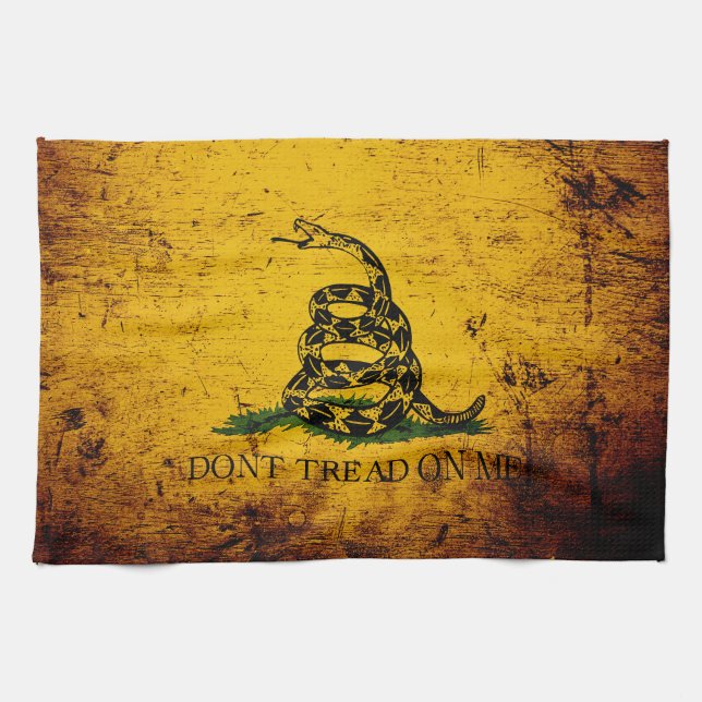 Linge De Cuisine Drapeau grunge noir de Gadsden (Horizontal)