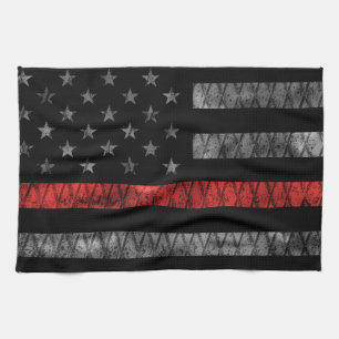 Linge De Cuisine Drapeau minuscule de pompier Red Line