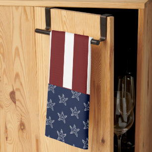 Linge De Cuisine Drapeau Nautique Américain Rouge Blanc Bleu Starfi