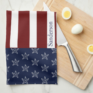 Linge De Cuisine Drapeau Nautique Américain Rouge Bleu Bleu Amier
