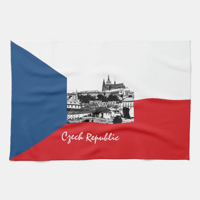 Linge De Cuisine Drapeau Prague & Tchéquie - Tchéquie historique /s (Horizontal)