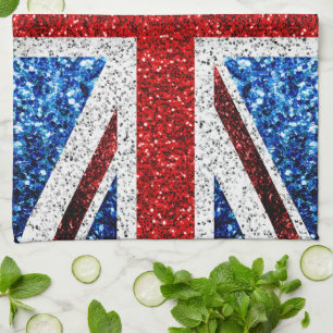 Linge De Cuisine Drapeau rouge bleu blanc brillant parties scintill