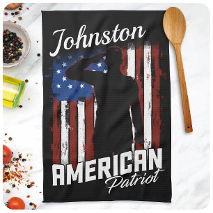 Linge De Cuisine Drapeau USA personnalisé du soldat patriote améric
