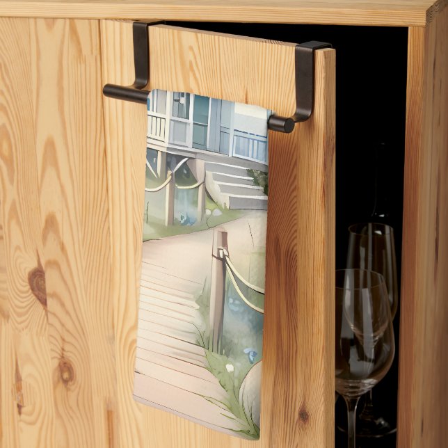 Linge De Cuisine Dreamy Pastel Lighthouse by the Sea (Pliage en tiers)