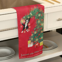 Drôle Accrochez-vous là Chat dans l'arbre de Noël
