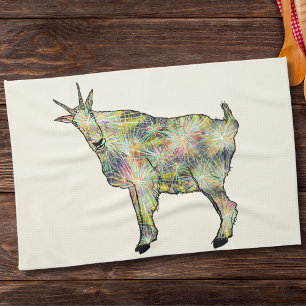 Linge De Cuisine Drôle Coloré Funky Étrange Chèvre Rigolo Art Anima