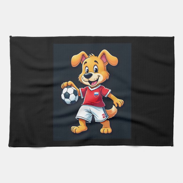 Linge De Cuisine Drôle Dabbing Chien Russie Soccer Jersey Russe Foo (Horizontal)