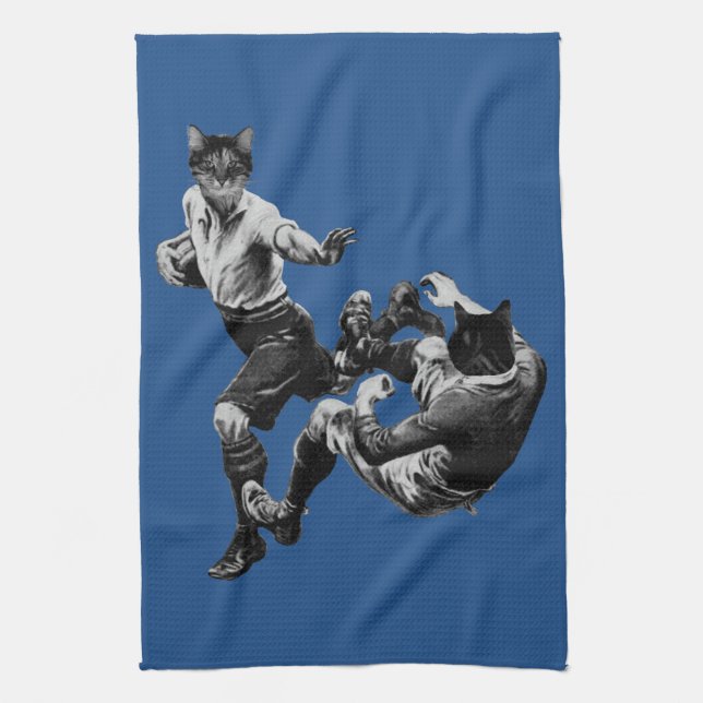 Linge De Cuisine drôle de rugby vintage jouant aux chats (Vertical)