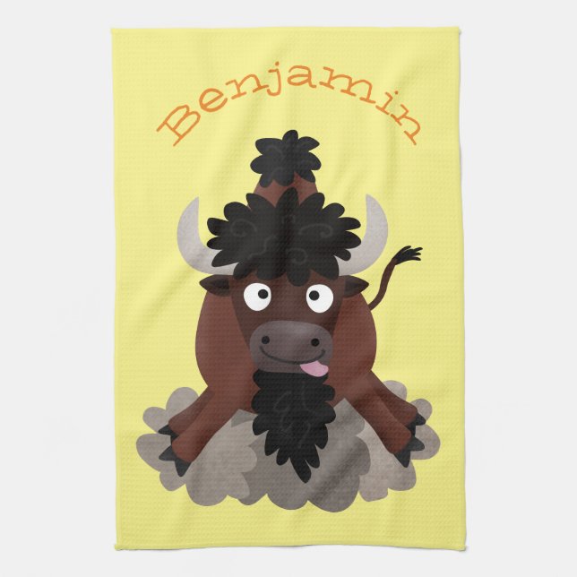 Linge De Cuisine Drôle dessin animé de bison de buffle (Vertical)