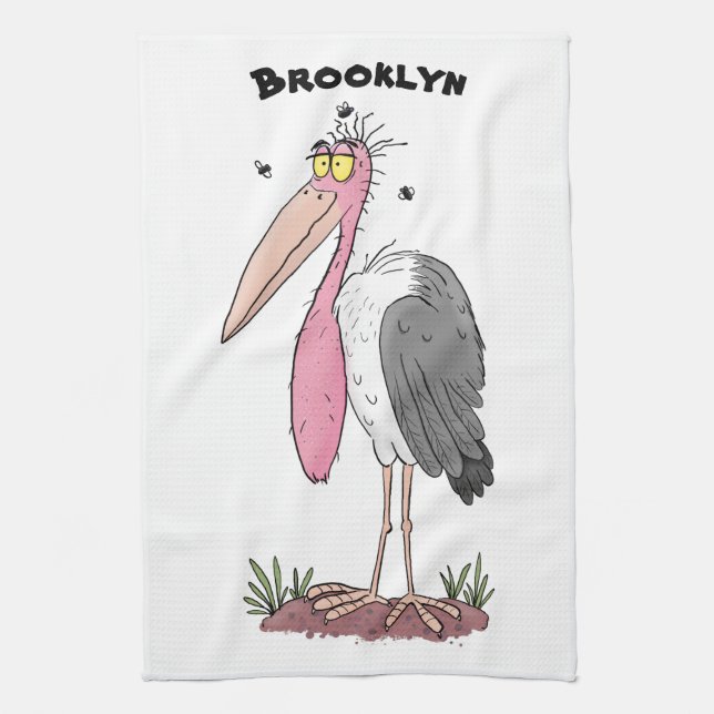 Linge De Cuisine Drôle dessin animé de cigogne en marabou (Vertical)