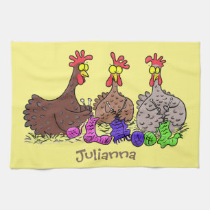 Linge De Cuisine Drôle dessin animé de poulets de tricot
