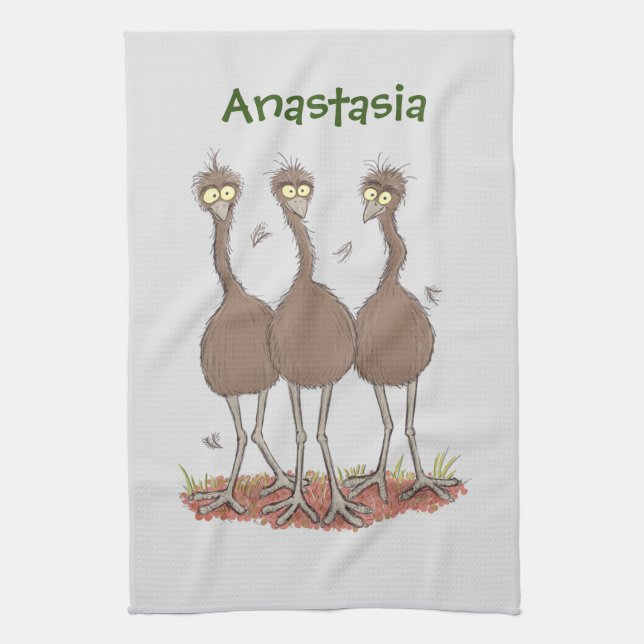 Linge De Cuisine Drôle dessin animé du trio australien emu (Vertical)