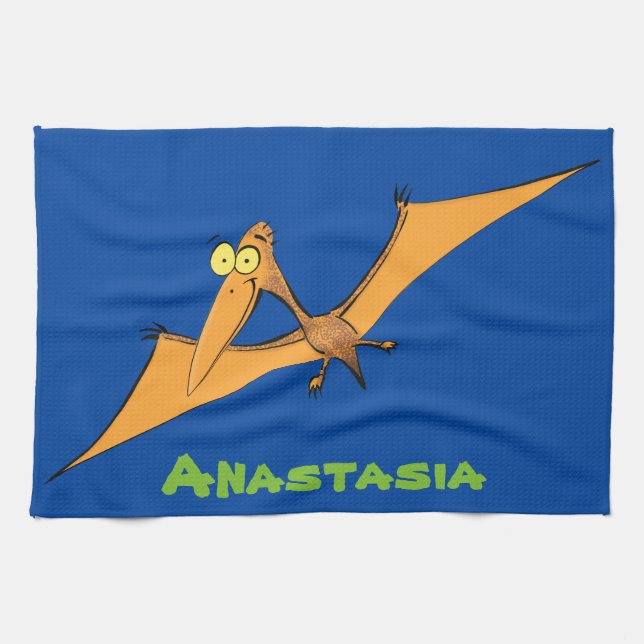 Linge De Cuisine Drôle mignon dessin animé de pterodactyle volant o (Horizontal)