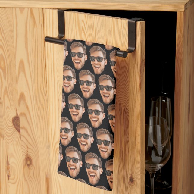 Linge De Cuisine Drôle photo de visage personnalisé (Pliage en tiers)