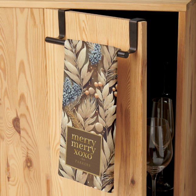 Linge De Cuisine Earth Tones Christmas Joyeux Motif#21 ID1009 (Pliage en tiers)