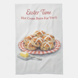 Linge De Cuisine Easter Tea Towel | Hot Cross Buns Kitchen Gift