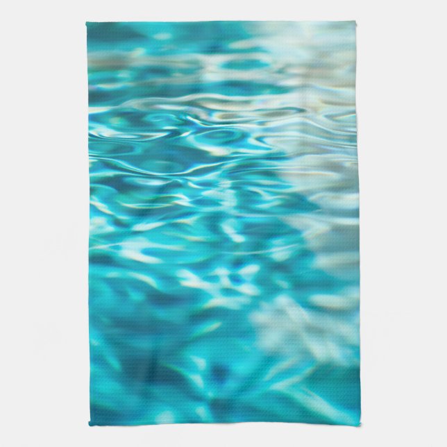Linge De Cuisine Eau Abstraite Blue Green Turquoise Aqua Sea (Vertical)