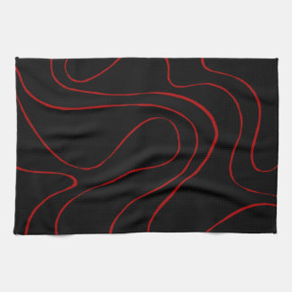 Linge De Cuisine Ebb et flux 2 en rouge et noir