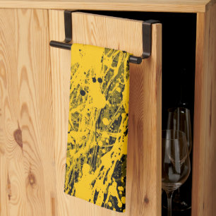 Linge De Cuisine Éclaboussures de peinture noire et jaune